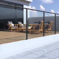 Alulock post glass balustrade system with handrail - residential and light commercial use