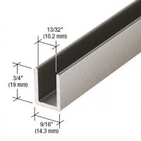 Aluminium Brushed  3/8" (10mm) Fixed Panel Shower Door Deep U-Channel - 2400mm