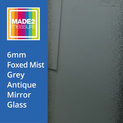 6mm foxed mist grey antique mirror glass