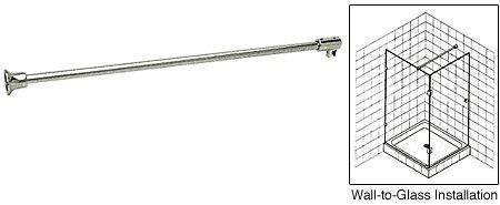 Brushed Nickel Shower Support Bar for 3/8" to 1/2" Thick Glass